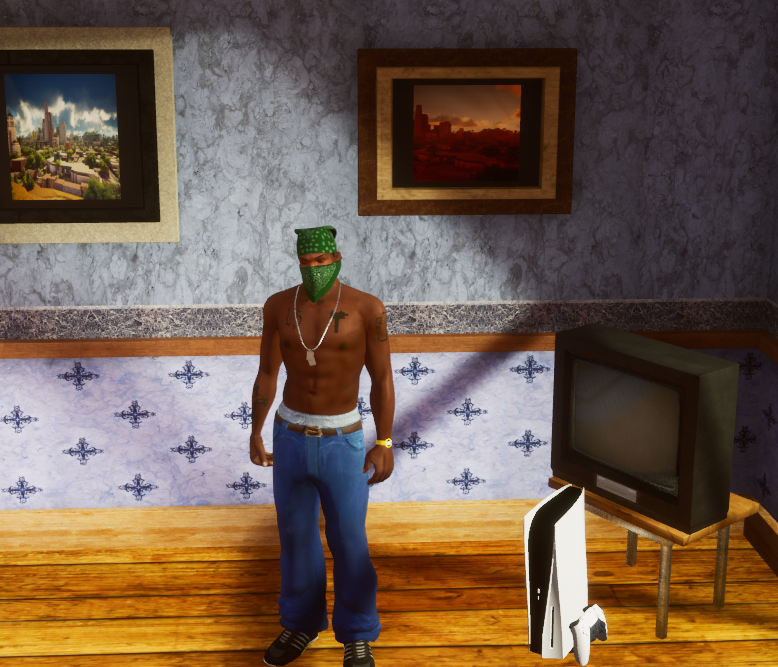 图片[2]-《侠盗猎车手三部曲重制版》卡尔家的PS5游戏机MOD-单机屋-GTA5MOD下载站-好玩的单机游戏网