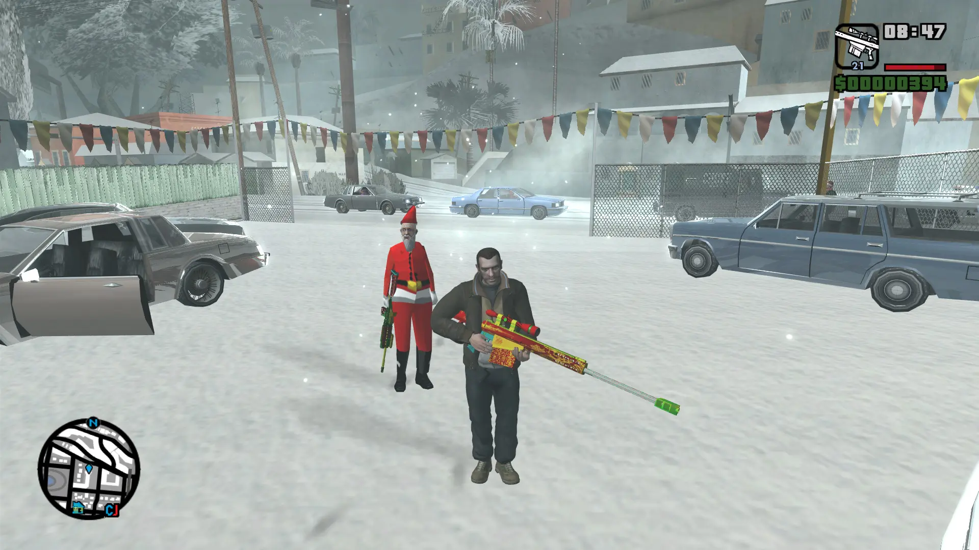 图片[3]-GTA 圣安地列斯 圣诞节 雪天冬季 精品汉化整合版 大雪冬季2.0升级版 Win11最新光影舒适色调流畅版 大屏优化 FPS优化 真实武器包 汉化版 [赠送：运行库 通关存档 无限金币] [6.02 GB]-单机屋-GTA5MOD下载站-好玩的单机游戏网