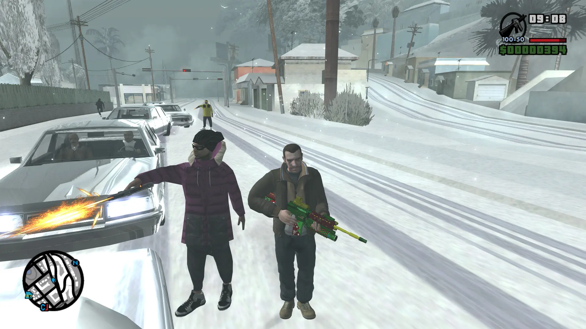 图片[4]-GTA 圣安地列斯 圣诞节 雪天冬季 精品汉化整合版 大雪冬季2.0升级版 Win11最新光影舒适色调流畅版 大屏优化 FPS优化 真实武器包 汉化版 [赠送：运行库 通关存档 无限金币] [6.02 GB]-单机屋-GTA5MOD下载站-好玩的单机游戏网