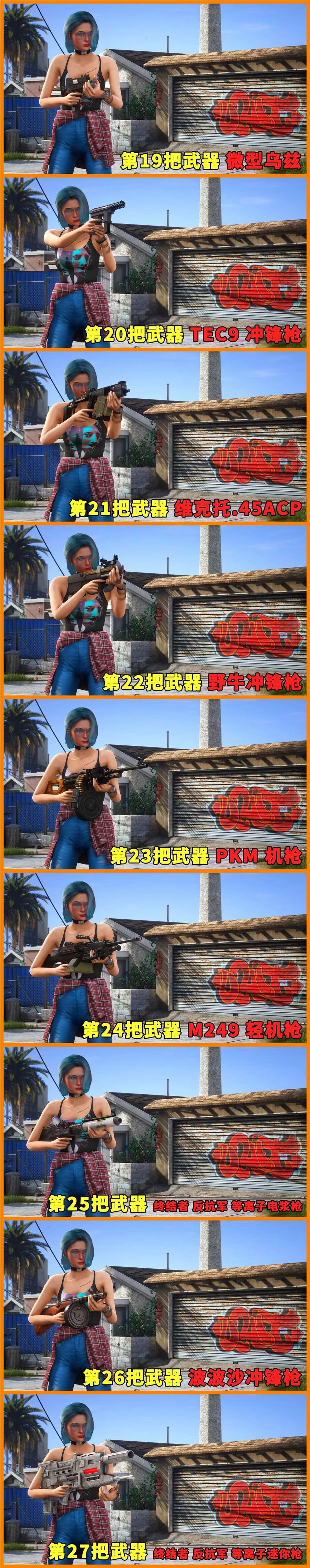 图片[4]-GTA5 全版本 50把武器 泰瑟枪 M249轻机枪 波波沙冲锋枪 巴雷特M107CQ 等离子加特林 真实武器声音【12.6GB】-单机屋-GTA5MOD下载站-好玩的单机游戏网